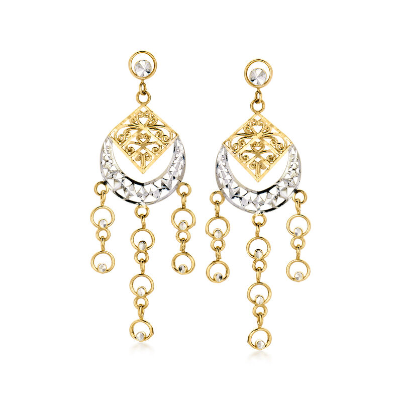 C. 1990 Vintage 14kt Two-Tone Gold Chandelier Earrings  image number 0