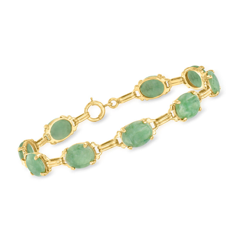 C. 1960 Vintage Jade Bracelet in 14kt Yellow Gold image number 0