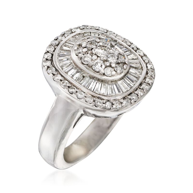 C. 1990 Vintage 1.20 ct. t.w. Diamond Cluster Ring in 14kt White Gold image number 2
