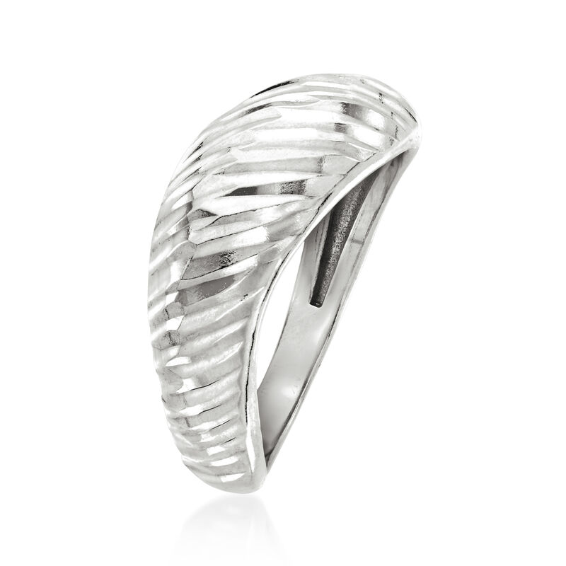 Sterling Silver Diamond-Cut Sculptural Ring image number 2