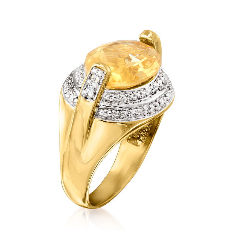 5.50 Carat Citrine Ring with White Topaz Accents in 18kt Gold Over Sterling image number 2