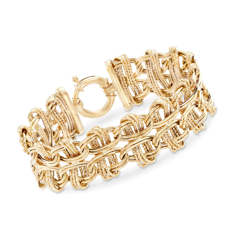 14kt Yellow Gold Double Oval Interlocking Link Bracelet image number 0