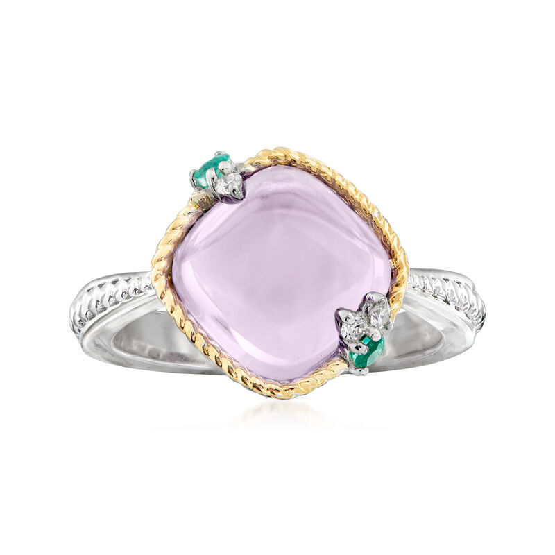 Andrea Candela &quot;Dulcitos&quot; 4.00 Carat Amethyst and Emerald-Accented Ring in Sterling Silver and 18kt Yellow Gold image number 0