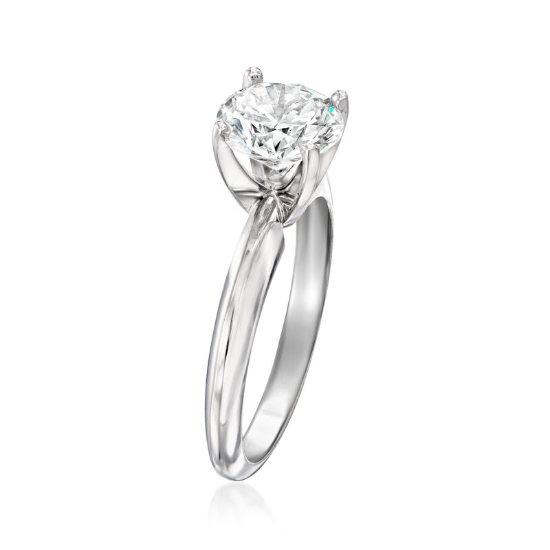 1.61 Carat Diamond Solitaire Ring in 14kt White Gold. Size 8 image number 2