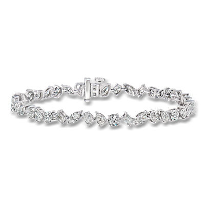 7.00 ct. t.w. Multi-Shaped Lab-Grown Diamond Tennis Bracelet in 14kt White Gold