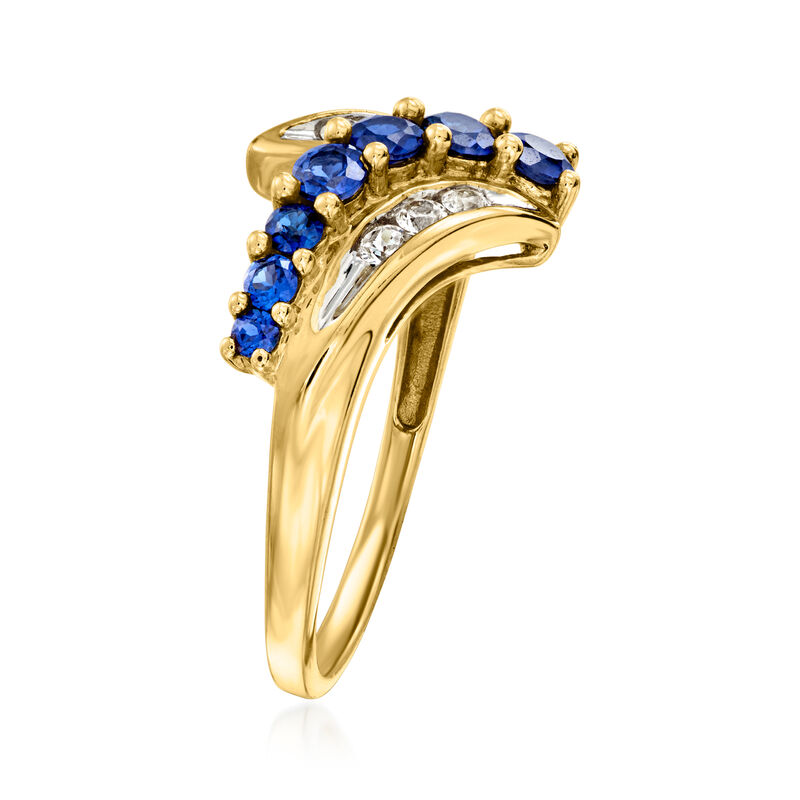 C. 2000 Vintage .50 ct. t.w. Simulated Sapphire and .15 ct. t.w. White Spinel Ring in 10kt Yellow Gold. Size 7 image number 2
