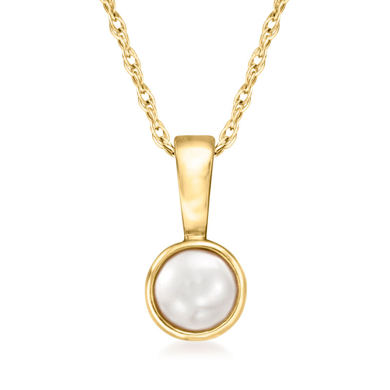 4mm Cultured Pearl Pendant Necklace in 14kt Yellow Gold image number 0