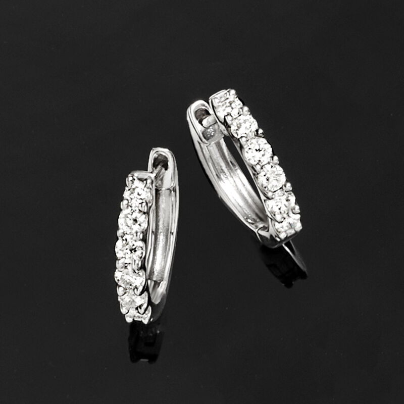 .33 ct. t.w. Lab-Grown Diamond Hoop Earrings in Sterling Silver. 3/8&quot; image number 3