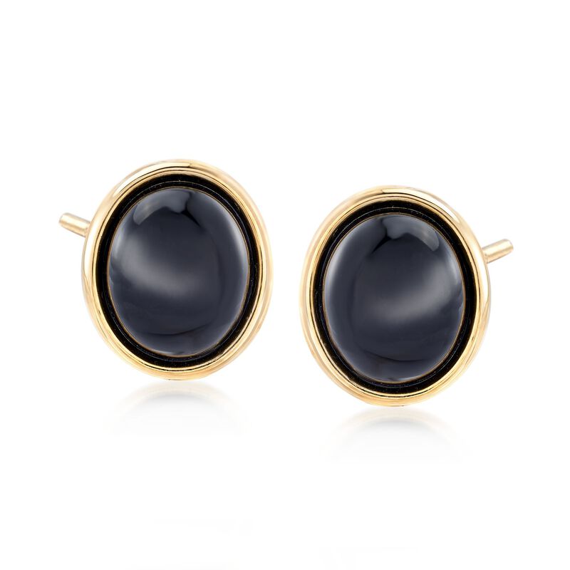 Black Agate Earrings in 14kt Yellow Gold image number 0