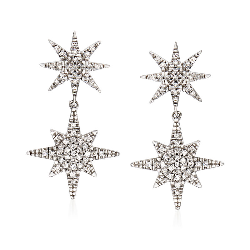 .17 ct. t.w. Diamond Starburst Drop Earrings in 14kt White Gold image number 0