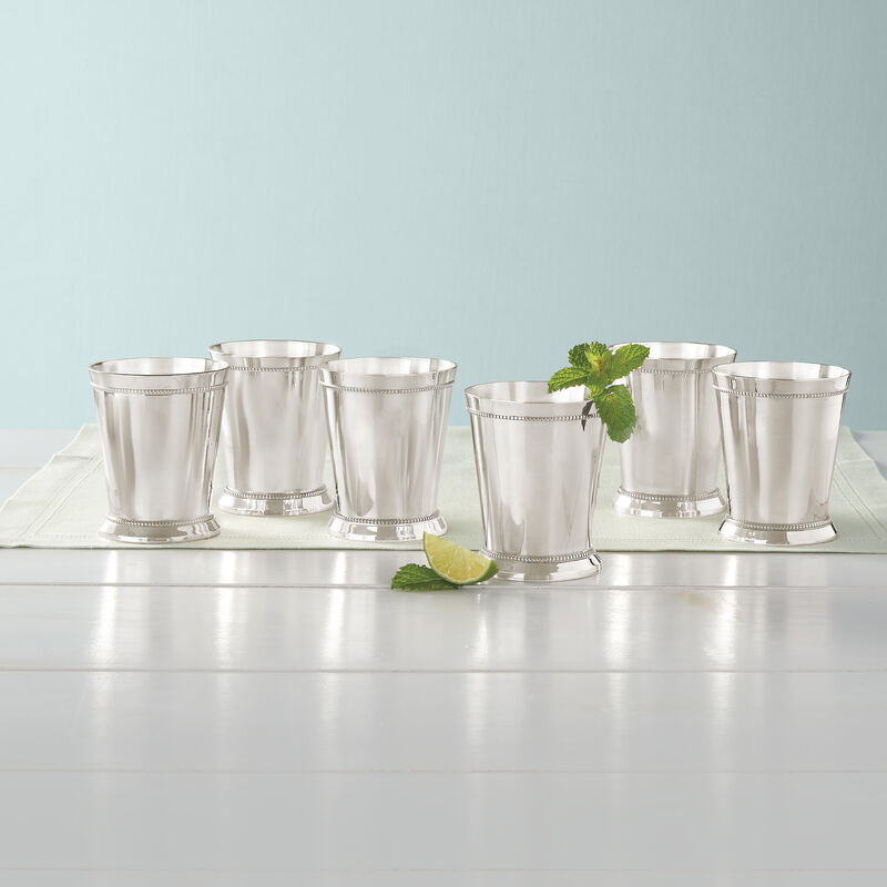 Set of 6 Silver Plate Personalized Mint Julep Cups image number 1