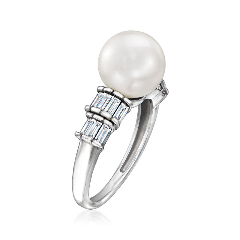 10mm Shell Pearl and .90 ct. t.w. CZ Vintage-Style Ring in Sterling Silver image number 2