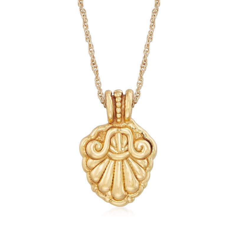 Italian 14kt Yellow Gold Etruscan Shield Pendant Necklace image number 0