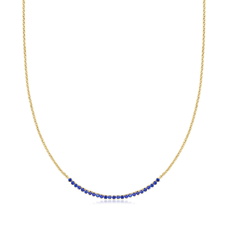 1.10 ct. t.w. Lab-Grown Sapphire Tennis-Style Necklace in 18kt Gold Vermeil. 16&quot; image number 1