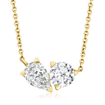 1.00 ct. t.w. Lab-Grown Diamond Toi et Moi Necklace in 14kt Yellow Gold