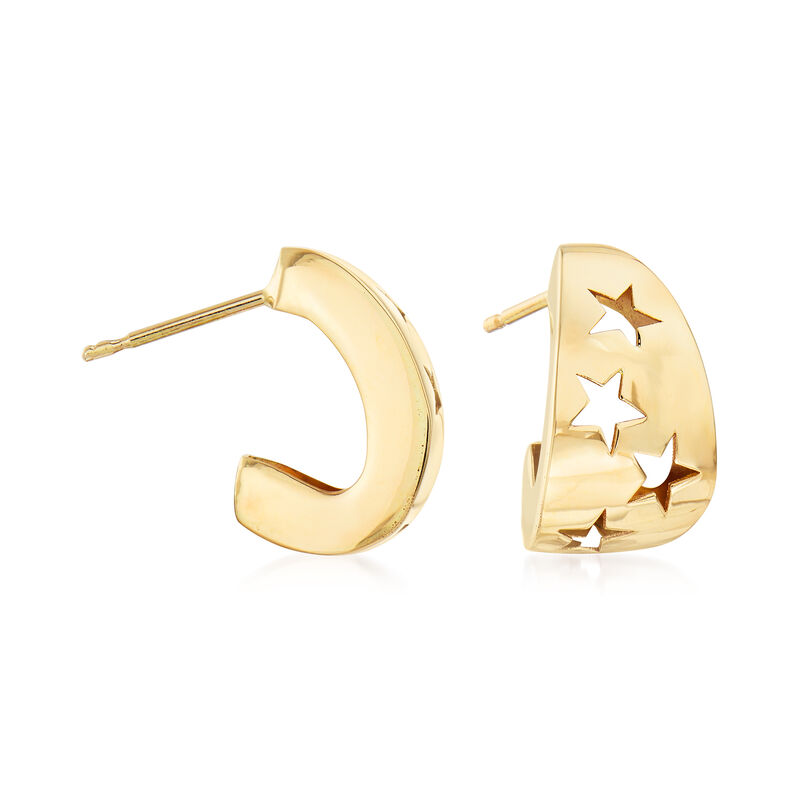 Italian 14kt Yellow Gold Cut-Out Star C-Hoop Earrings image number 0