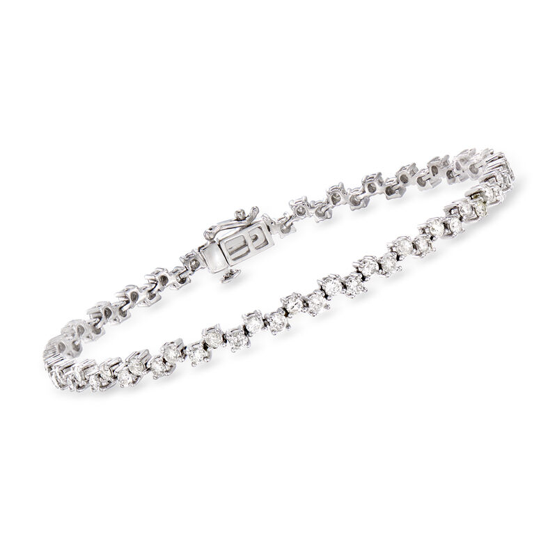 3.00 ct. t.w. Alternating Diamond Bracelet in 14kt White Gold image number 0