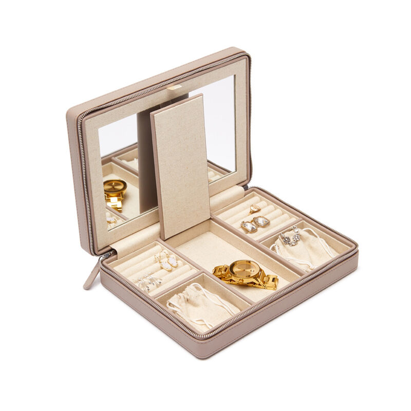 Brouk & Co. "Croft Avenue - Luna" Gray Faux Leather Large Travel Jewelry Case image number 0