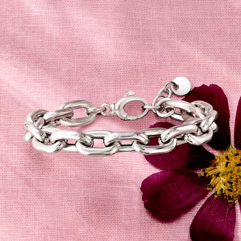 Italian Sterling Silver Chunky Cable-Link Bracelet image number 2