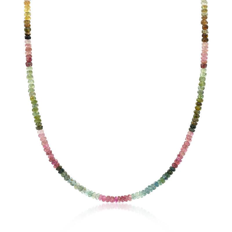 50.00 ct. t.w. Multicolored Tourmaline Bead Necklace with 14kt Yellow Gold Magnetic Clasp image number 0