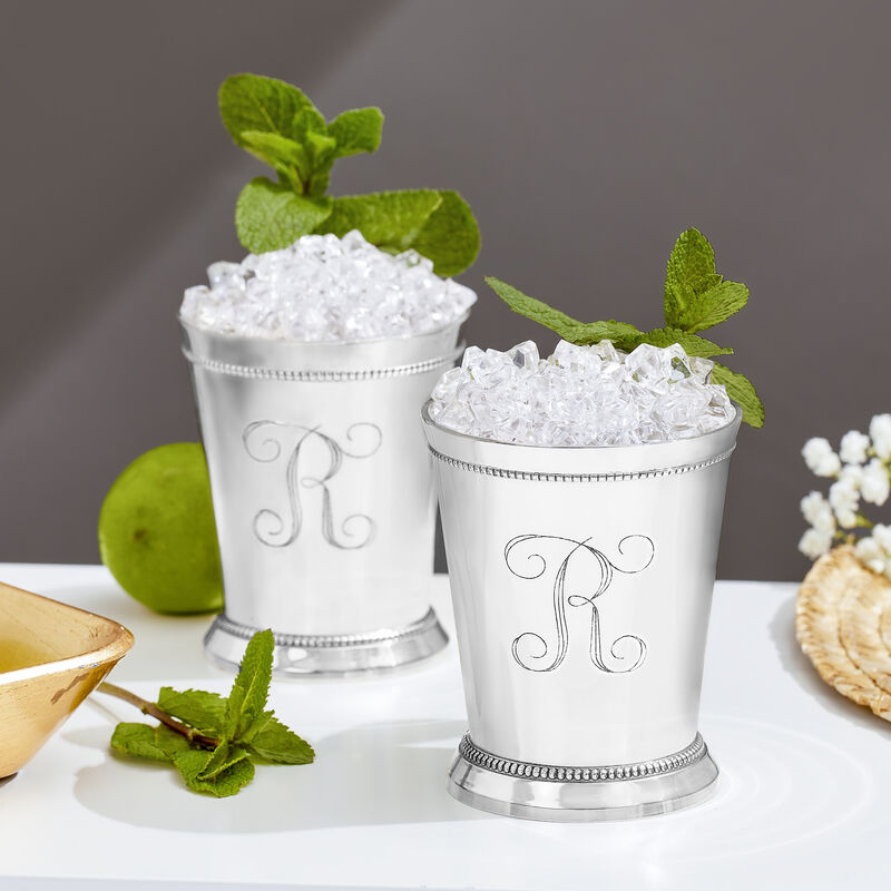 Set of 6 Silver Plate Personalized Mint Julep Cups image number 3