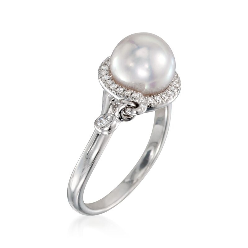 Mikimoto 8mm Akoya Pearl Ring with Diamonds in 18kt White Gold image number 2