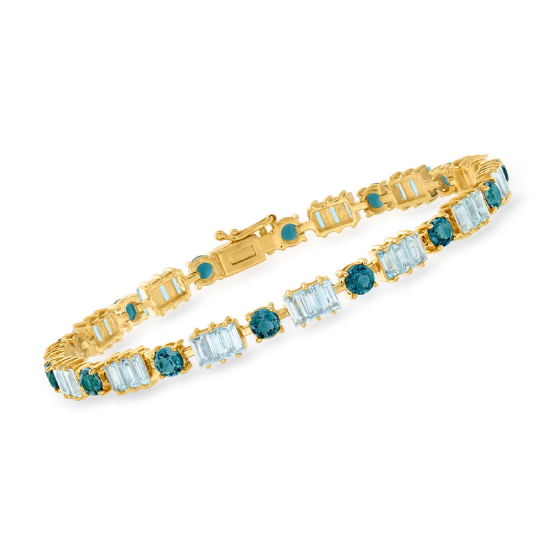 11.60 ct. t.w. London and Sky Blue Topaz Bracelet in 18kt Gold Over Sterling image number 0