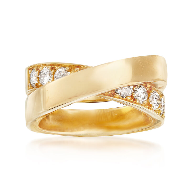 C. 1999 Vintage Cartier 1.00 ct. t.w. Diamond Crisscross Ring in 18kt Yellow Gold image number 0
