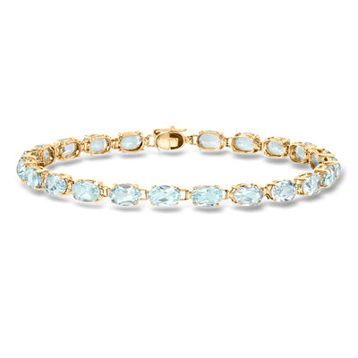 C. 1990 Vintage 13.20 ct. t.w. Sky Blue Topaz Link Bracelet in 14kt Yellow Gold