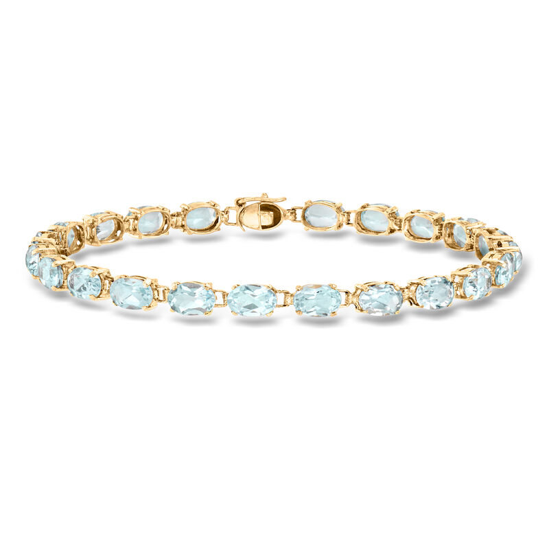 C. 1990 Vintage 13.20 ct. t.w. Sky Blue Topaz Link Bracelet in 14kt Yellow Gold. 7" image number 0