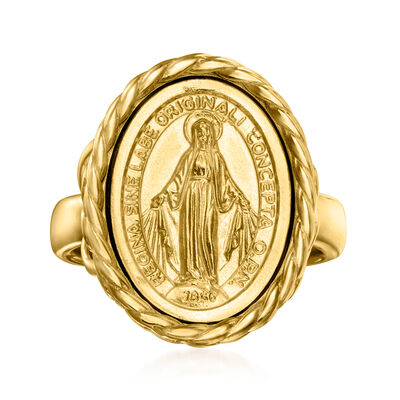 Italian 18kt Gold Over Sterling Miraculous Medal Frame Ring