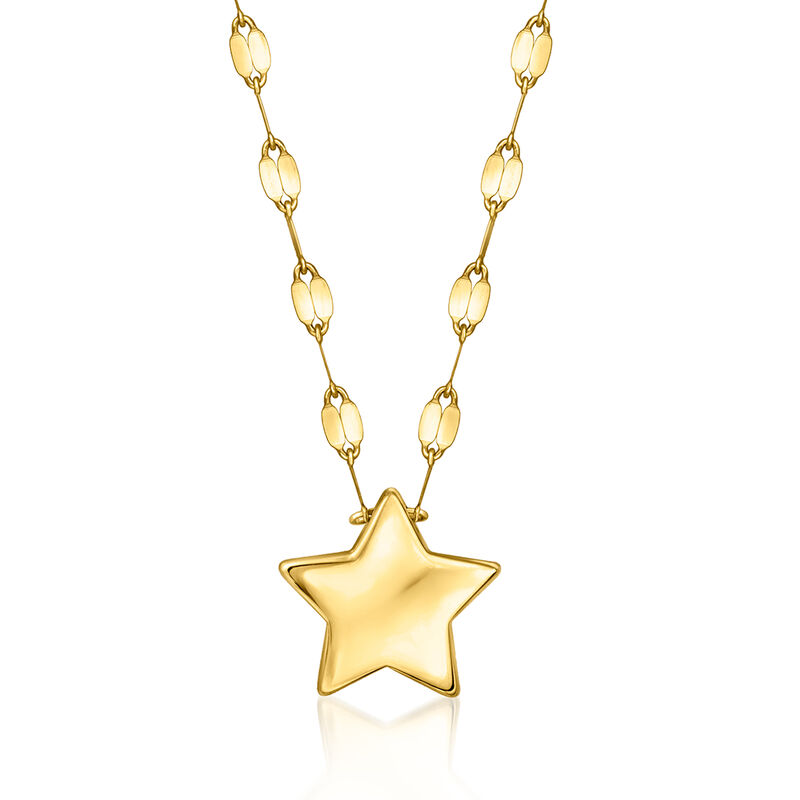 Italian 10kt Yellow Gold Puffed Star Necklace image number 0
