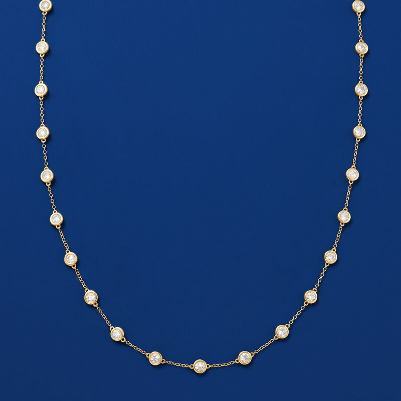 5.00 ct. t.w. Bezel-Set Diamond Station Necklace in 14kt Yellow Gold image number 2