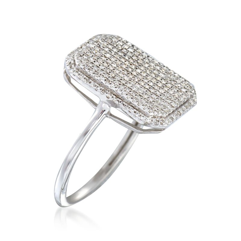 .33 ct. t.w. Pave Diamond Rectangle Ring in 14kt White Gold image number 2