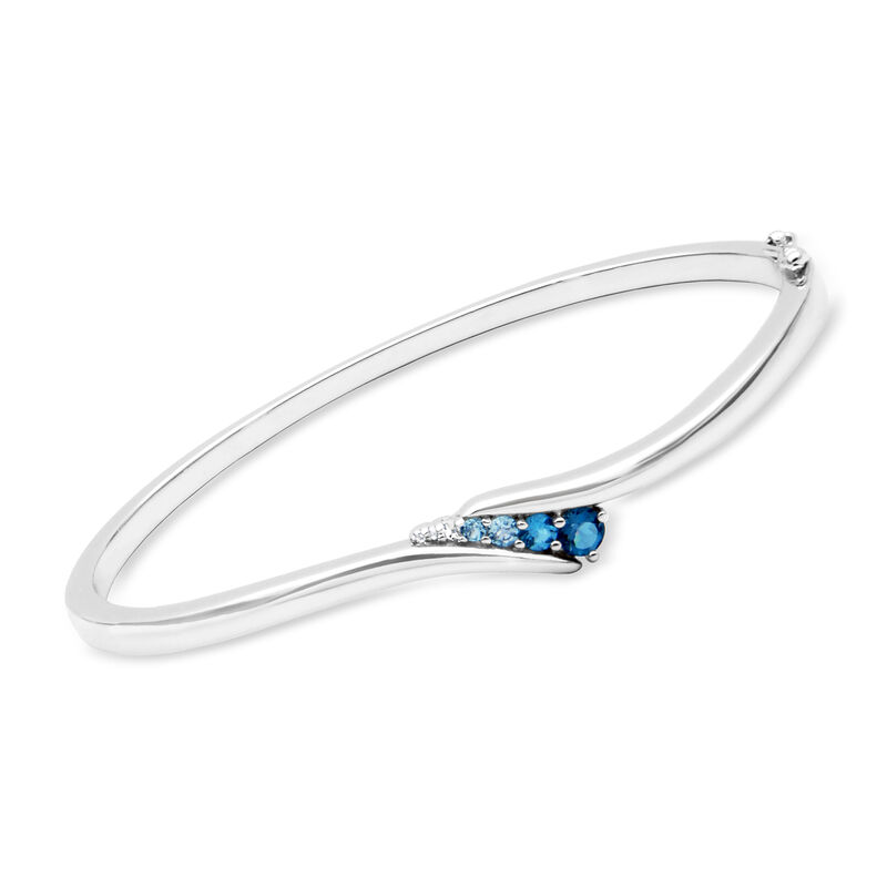 .40 ct. t.w. Tonal Blue Topaz Bangle Bracelet with Simulated Sapphire Accent in Sterling Silver image number 0