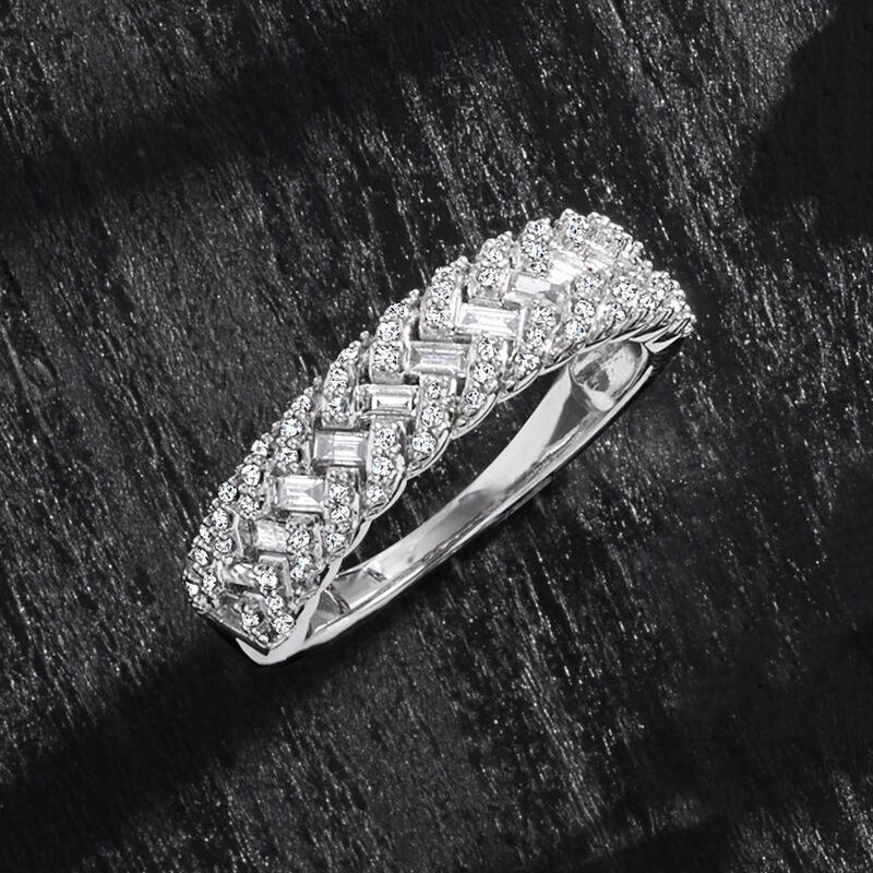 .50 ct. t.w. Diamond Basketweave Ring in 14kt White Gold. Size 8 image number 3