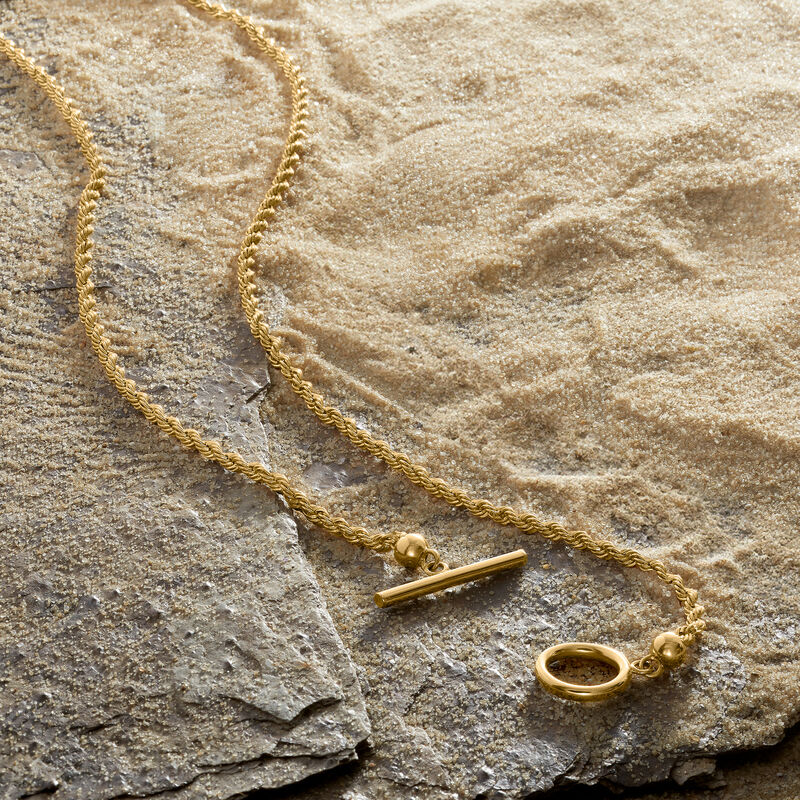 2.2mm 10kt Yellow Gold Rope-Chain Toggle Necklace image number 2