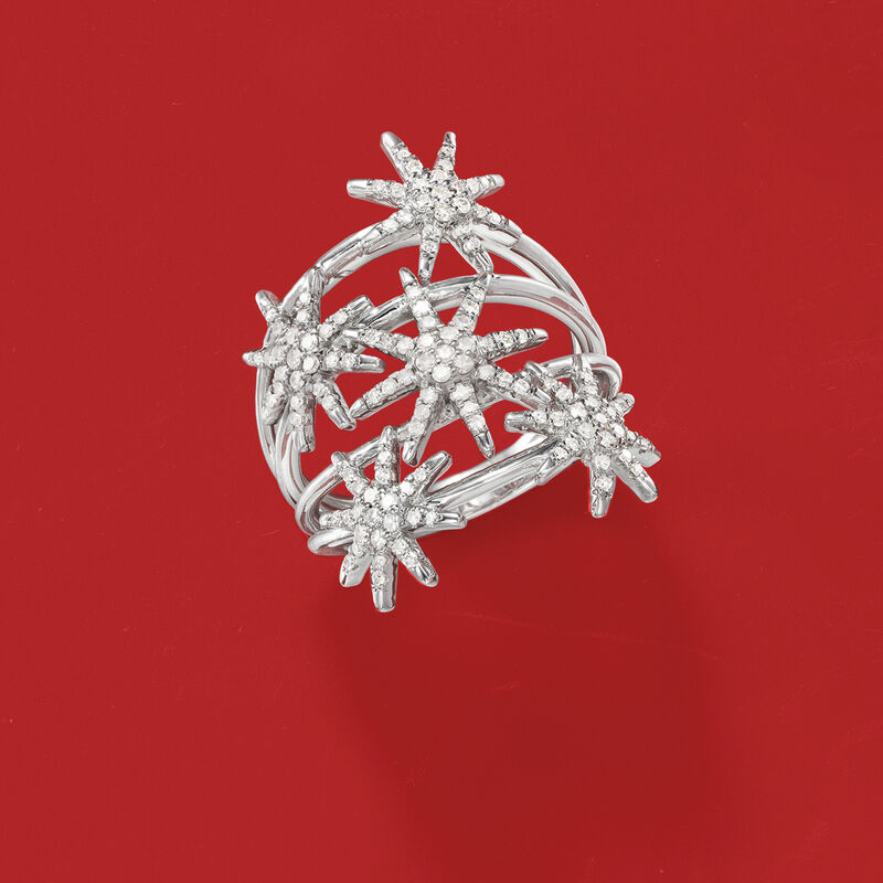 .50 ct. t.w. Diamond Multi-Row Star Ring in 14kt White Gold image number 4