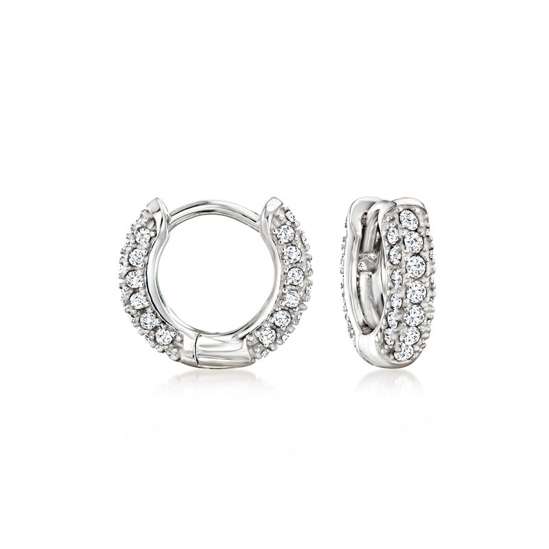 .50 ct. t.w. CZ Huggie Hoop Earrings in Sterling Silver. 3/8" image number 0