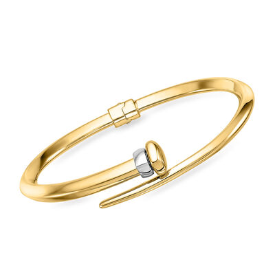 Italian 18kt Two-Tone Gold Bypass Cuff Bracelet