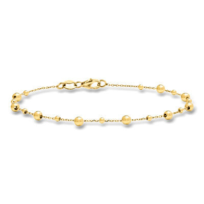 Italian 18kt Yellow Gold Bead Station Bracelet