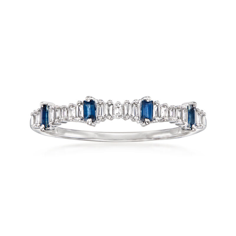 .14 ct. t.w. Diamond and .10 ct. t.w. Sapphire Stackable Ring in 14kt White Gold image number 0