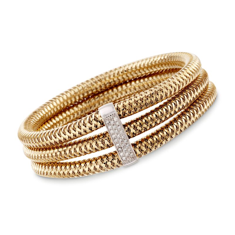 Roberto Coin &quot;Primavera&quot; 1.05 ct. t.w. Diamond Bangle Bracelet in 18kt Two-Tone Gold. 7&quot; image number 0