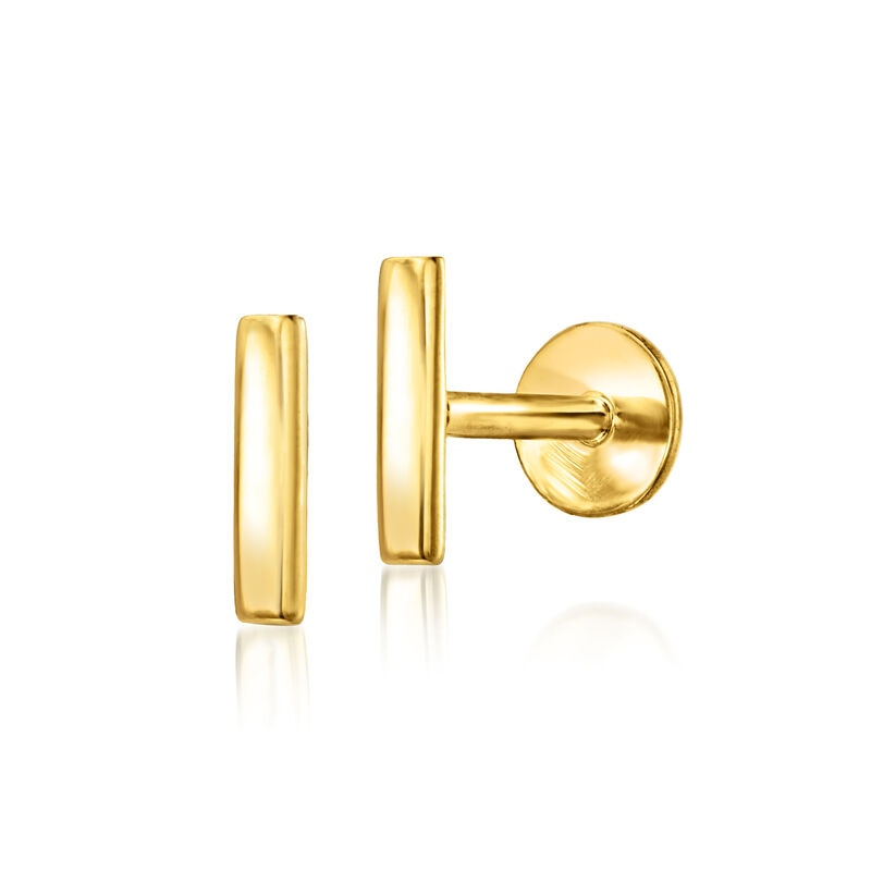 14kt Yellow Gold Bar Flat-Back Stud Earrings image number 0