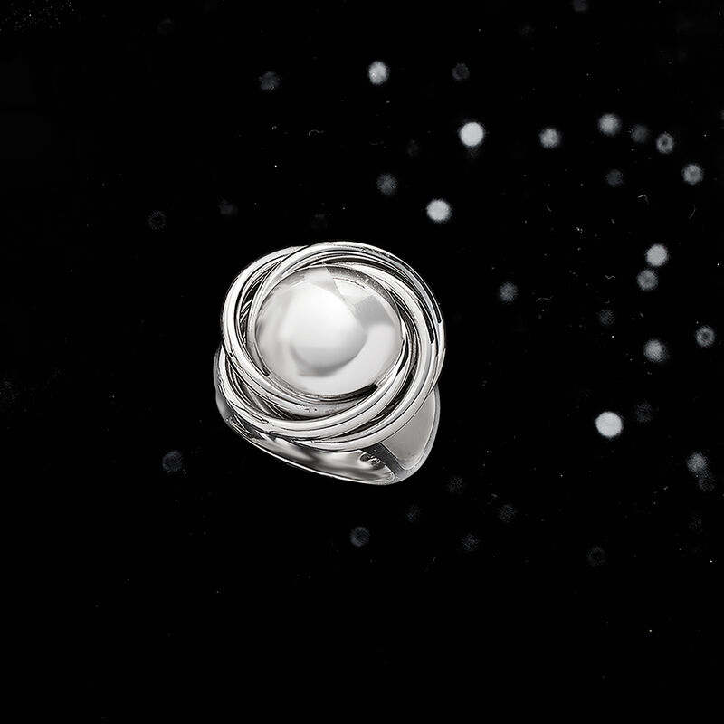 Italian Sterling Silver Big Bead Knot Ring image number 5