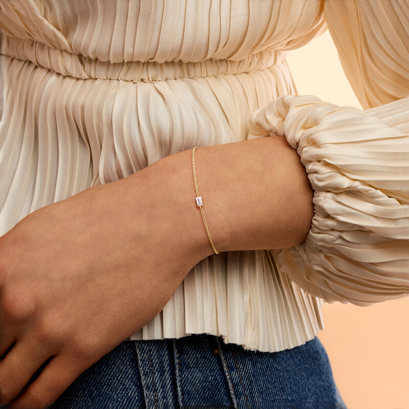 .20 Carat Baguette Lab-Grown Diamond Solitaire Bracelet in 14kt Yellow Gold. 6.5&quot; image number 1