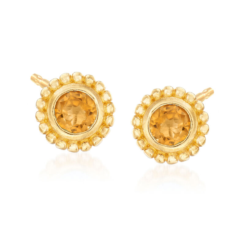Phillip Gavriel &quot;Popcorn&quot; .20 ct. t.w. Citrine Stud Earrings in 14kt Yellow Gold image number 0