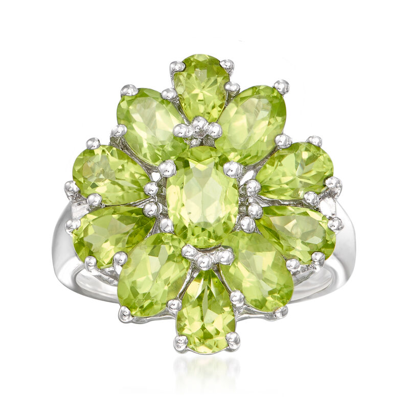 5.00 ct. t.w. Peridot Cluster Ring in Sterling Silver image number 0