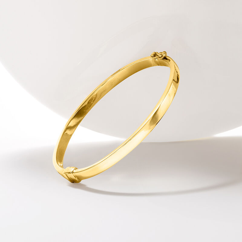 18kt Gold Vermeil Polished Bangle Bracelet. 7&quot; image number 2