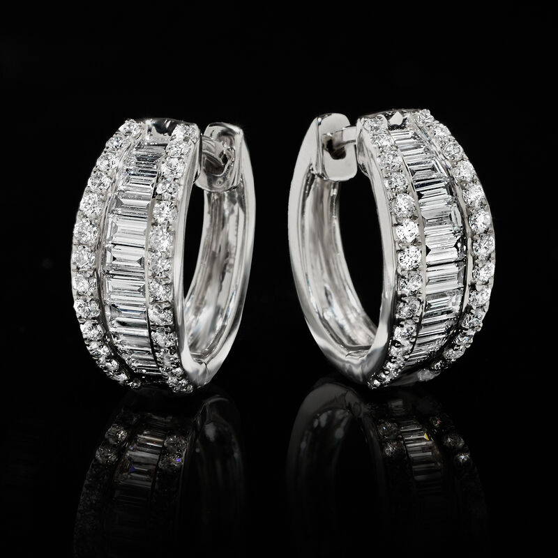 1.25 ct. t.w. Lab-Grown Diamond Hoop Earrings in 14kt White Gold. 1/2&quot; image number 2